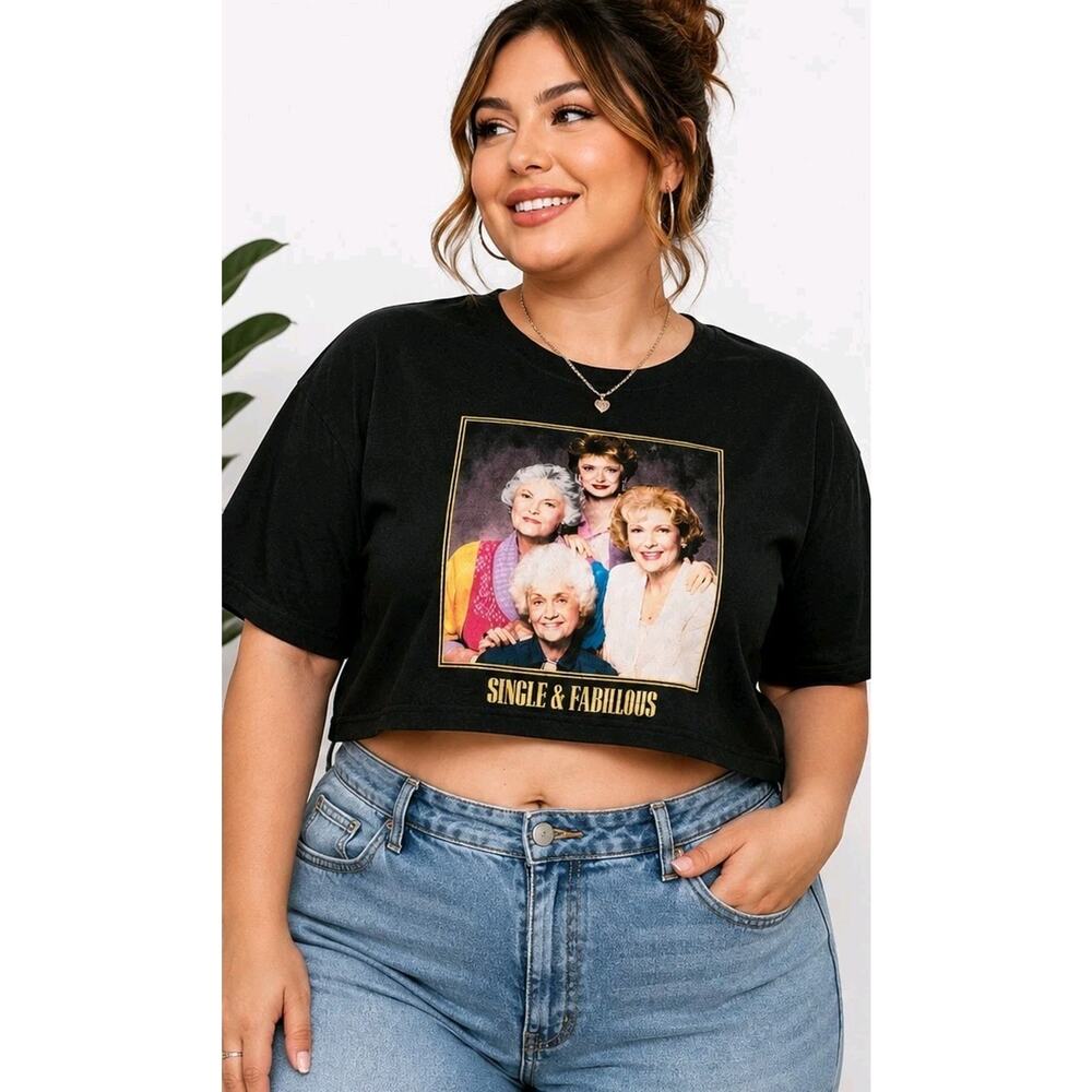 Golden Girls Single Fabulous Crop Top Graphic T Tee Shirt Women Plus 2X Black - Picture 2 of 6